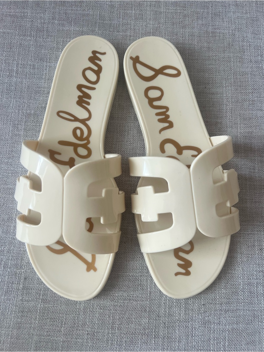 Sam Edelman Cream Slide Sandals, women’s size 7, jelly resortwear, casual dressy